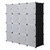 US 4 Tier 16 Cube  Organizer 142*47*142cm Diy Assemble Cabinet With 3 Clothes Hanger Black and White K484-PHO_0RHRQJNP_US