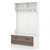 Entryway Bench Coat Rack Shoe Storage Cabinet in White Oak Wood Finish Q280-CORT6782