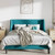 Queen Size Turquoise Linen Blend Upholstered Platform Bed with Wingback Headboard Q280-TUQU22699