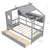Twin Size House Bed with 2 Storage Drawers and Fence Guardrails-Gray - Color: Gray D681-HU10993GRT+