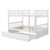 Full over Full Bunk Bed Platform Wood Bed with Ladder-White - Color: White D681-HW65358WH+