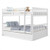 Full over Full Bunk Bed Platform Wood Bed with Ladder-White - Color: White D681-HW65358WH+