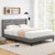 Linen Upholstered Platform Twin/Queen Bed Frame with Wingback Headboard-Queen Size - Size: Queen Si D681-HU10729GR-Q