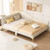 Full/Twin Size Upholstered Daybed with Metal Legs and Wood Slats-Full Size - Color: Beige - Size: F D681-HU10936BE-F