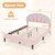 Upholstered LED Bed Frame with Adjustable Flower Headboard and Metal Support Feet Pink-Queen Size - D681-HU10863PI-Q