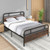Twin/Full/Queen Size Bed Frame with Industrial Headboard-Queen Size - Color: Black - Size: Queen Si D681-HU10455-Q