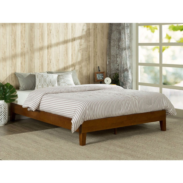 Queen size Solid Wood Low Profile Platform Bed Frame in Cherry Finish Q280-QCWPB6385941