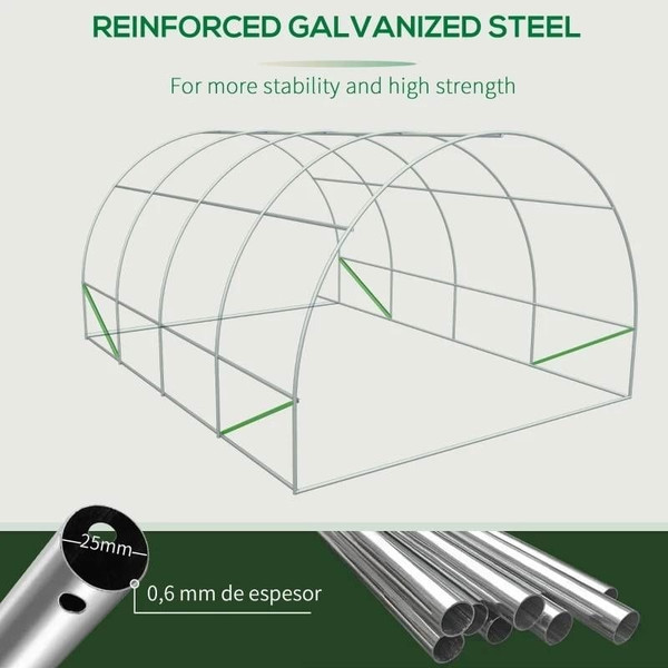 19.5 Ft x 9.8 Ft Outdoor Greenhouse w/ White PE Cover and Heavy Duty Steel Frame Q280-ATGLWRD1529357821