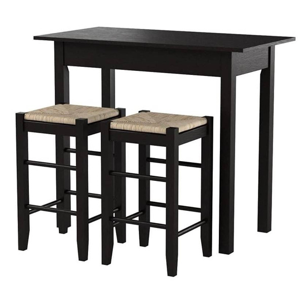 3 Piece Espresso Dining Set with Table and 2 Backless Stools Q280-LTPCS12932