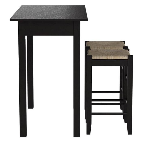 3 Piece Espresso Dining Set with Table and 2 Backless Stools Q280-LTPCS12932