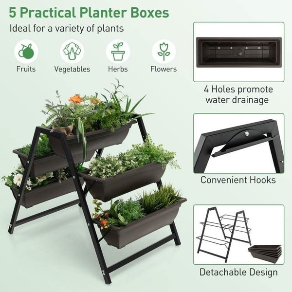 3 Tier Patio Raised Garden Bed Planter Boxes Herbs Flowers Vegetables Q280-VPLCO790223