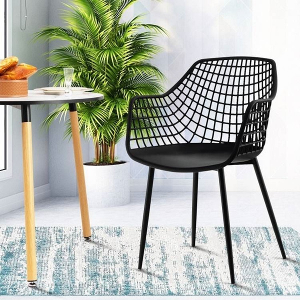 Set of 4 Mid-Century Modern Black Mesh Dining Chair with Ergonomic Backrest Q280-BLSFHDM15975364
