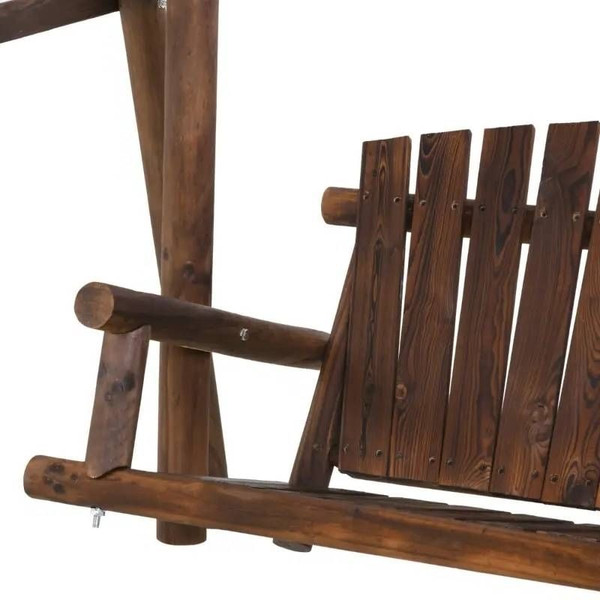 FarmHouse Log A-Frame 2-Seat Wooden Swing Bench Q280-RTGHY3244