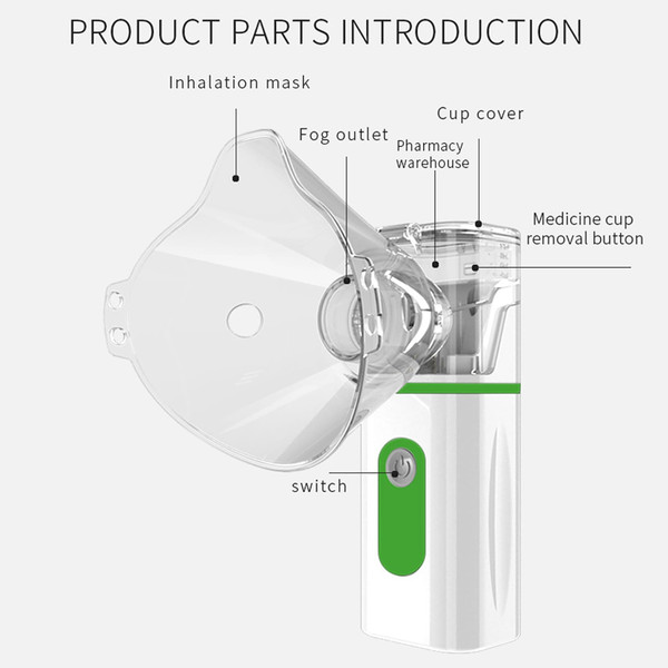 Portable Handheld Ultrasonic Nebulizer Phlegm Cough Relieving Pocket Machine for Home Travel Green K484-FQZHE_J50JRLDY