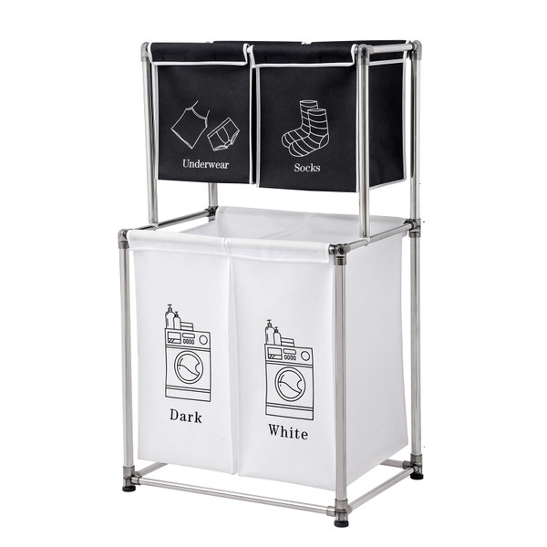 US 2 Tier Laundry Hamper with 4 Removable Bags Large Capacity Laundry Sorter Storage Basket K484-PHO_0Z9G5DKK_US