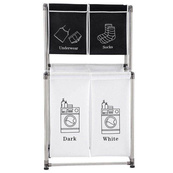 US 2 Tier Laundry Hamper with 4 Removable Bags Large Capacity Laundry Sorter Storage Basket K484-PHO_0Z9G5DKK_US