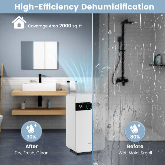 32 Pints Dehumidifier with Sleep Mode and 24H Timer for Home Basement-White B593-ES10260US