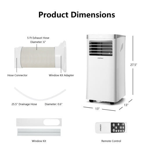 10000BTU 3-in-1 Portable Air Conditioner with Remote Control-White - Color: White D681-FP10123US-WH