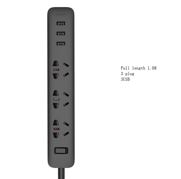 Color: Black 3 plug - USB socket power strip Q119-CJJZJYJD00146-Black 3 plug