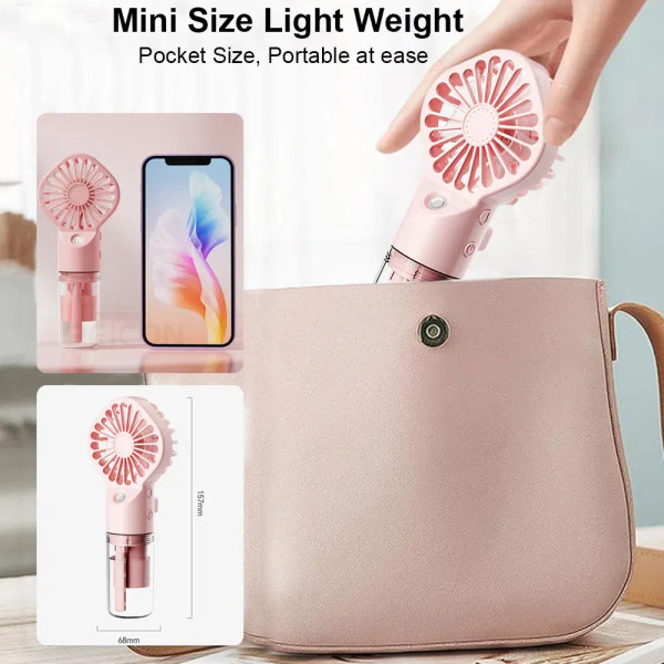 Color: WHITE - Portable Humidifier Fan Handheld Mist Fan Portable USB Mini Handheld Fan with Water  F640-12000038824731348