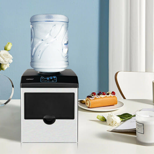 2-in-1 Stainless Steel Countertop Ice Maker with Water Dispenser B593-FP10074US