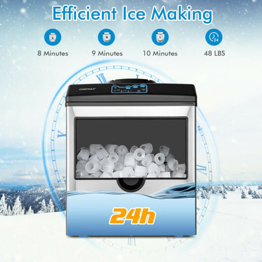 2-in-1 Stainless Steel Countertop Ice Maker with Water Dispenser B593-FP10074US