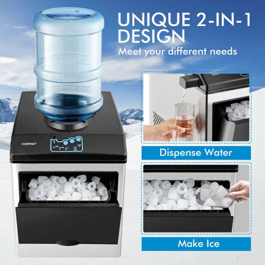 2-in-1 Stainless Steel Countertop Ice Maker with Water Dispenser B593-FP10074US