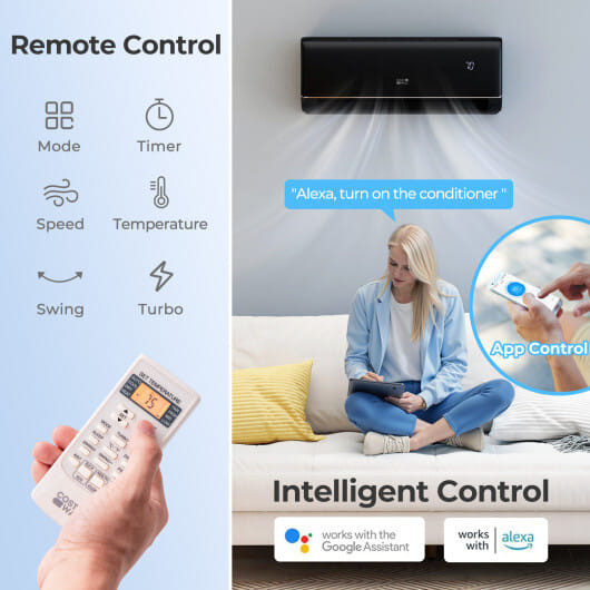 12000 BTU 22 SEER2 115V WiFi Enabled Mini Split AC Compatible with Alexa Gray B593-FP10902US-HS+