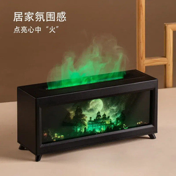 Color: WHITE, Plug Type: EU - Home Fragrance Diffuser Simulated Fireplace Realistic Flames Aroma Hu F640-12000044448376426