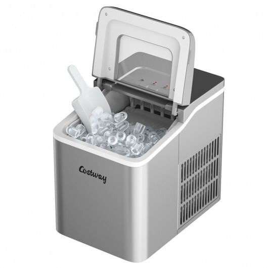 Portable Countertop Ice Maker Machine with Scoop-Silver - Color: Silver D681-EP24744US-SL