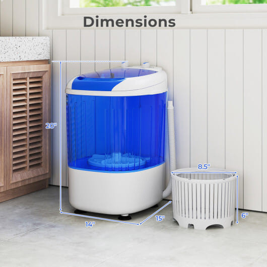 Portable Mini Semi-automatic Washing Machine with Spin Tub and Drain Hose 2.5 kg Capacity-Blue B593-FP10950US