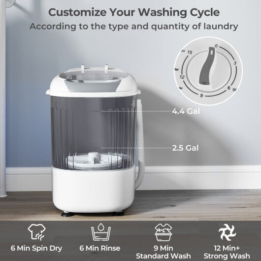 Portable Mini Semi-automatic Washing Machine with Spin Tub and Drain Hose 2.5 kg Capacity-Blue B593-FP10950US