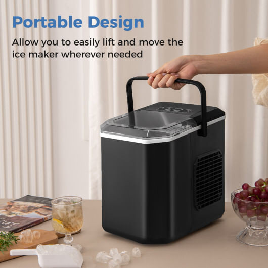 Ice Maker Countertop with Self-Cleaning for Home Kitchen Office Party-Black B593-ES10379US