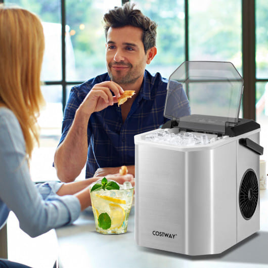 Ice Maker Countertop with Self-Cleaning for Home Kitchen Office Party-Black B593-ES10379US