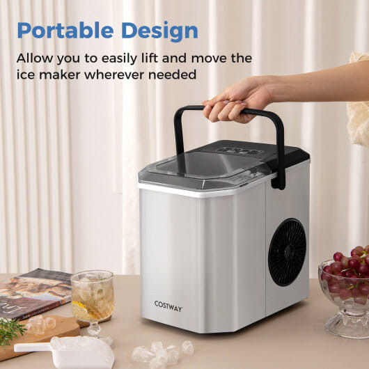 Ice Maker Countertop with Self-Cleaning for Home Kitchen Office Party-Black B593-ES10379US