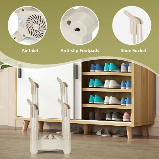 Electric Shoe and Boot Dryer with Timer Heat Blower-White B593-ES10032US