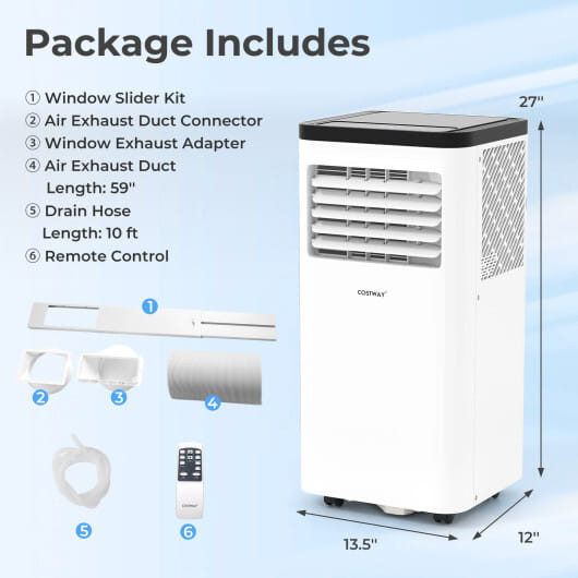 8000 BTU Portable Air Conditioner 3 in 1 Floor AC Unit - Color: White - Size: 8000 BTU D681-FP10947US-WH