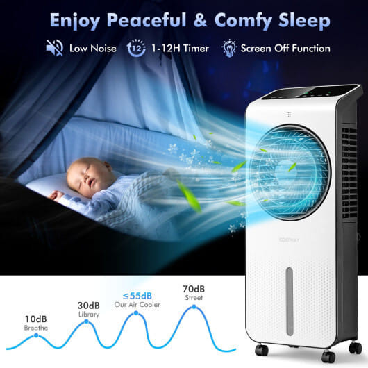 3-in-1 Evaporative Air Cooler with 12H Timer Remote-White - Color: White D681-ES10163US-WH