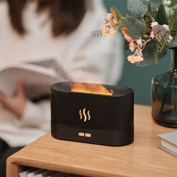 Usb Flame Night Light Air Humidifier Aromatherapy Essential Oil Diffuser Cool Mist Maker Black K484-PHO_0VU4PYIV