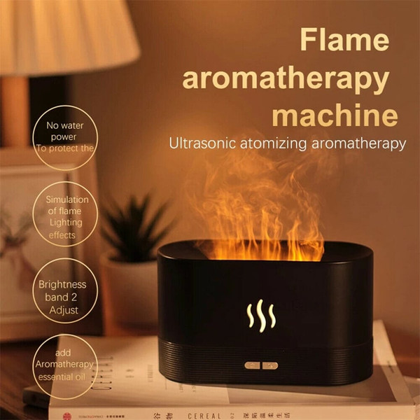 Usb Flame Night Light Air Humidifier Aromatherapy Essential Oil Diffuser Cool Mist Maker Black K484-PHO_0VU4PYIV