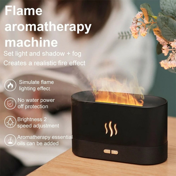 Usb Flame Night Light Air Humidifier Aromatherapy Essential Oil Diffuser Cool Mist Maker Black K484-PHO_0VU4PYIV