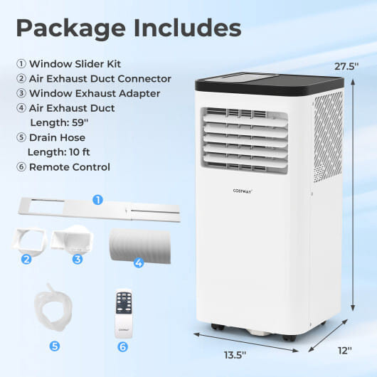 10000 BTU Portable Air Conditioner 3 in 1 Floor AC Unit Fan and Dehumidifier for Room - Color: Whit D681-FP10925US-WH