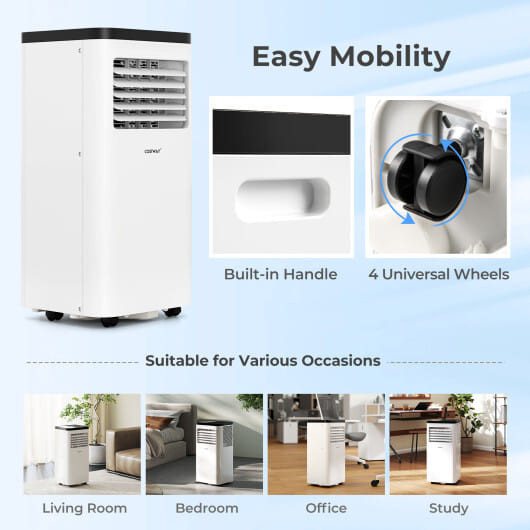 10000 BTU Portable Air Conditioner 3 in 1 Floor AC Unit Fan and Dehumidifier for Room - Color: Whit D681-FP10925US-WH