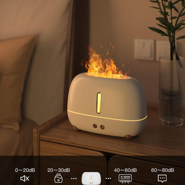 Flame Aroma Diffuser, Flame Humidifier with 3 Color Changing Lights USB Charging Square Aromatherap K484-FQZHE_UGNQWYA7