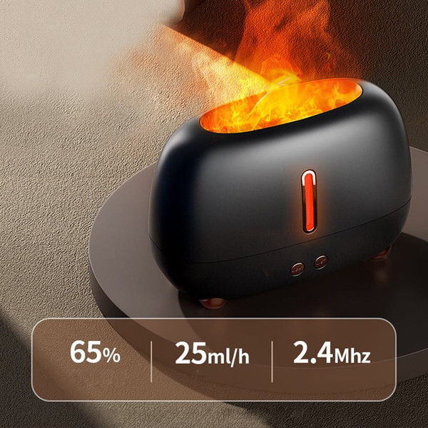 Flame Aroma Diffuser, Flame Humidifier with 3 Color Changing Lights USB Charging Square Aromatherap K484-FQZHE_UGNQWYA7