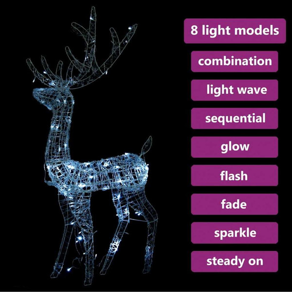 Reindeer Christmas Decoration Cold white Acrylic Life Size A949-329782