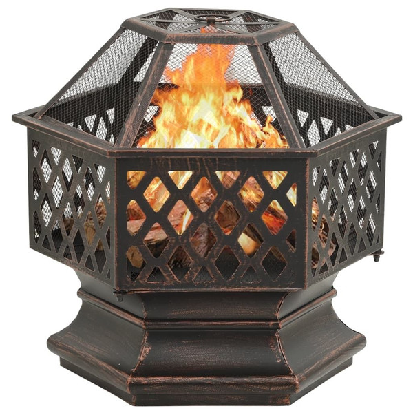 Rustic Fire Pit with Poker 24.4"x21.3"x22" XXL Steel A949-311887