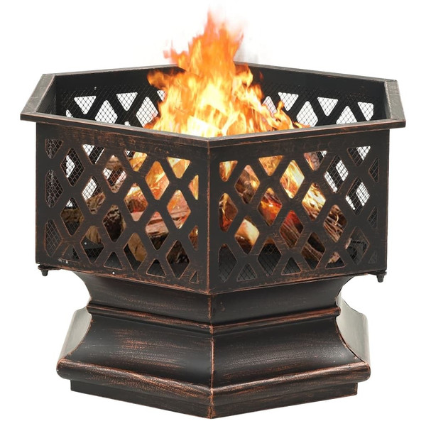 Rustic Fire Pit with Poker 24.4"x21.3"x22" XXL Steel A949-311887