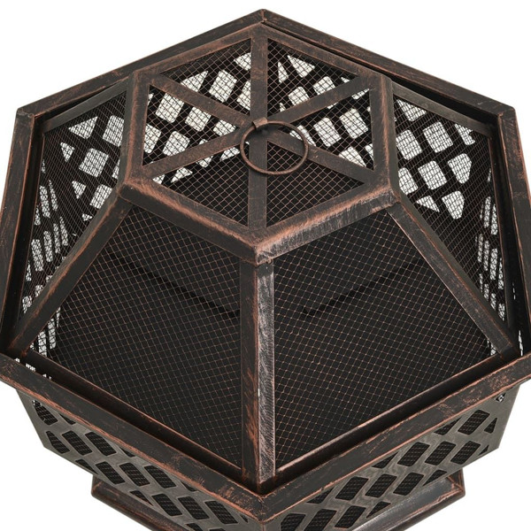 Rustic Fire Pit with Poker 24.4"x21.3"x22" XXL Steel A949-311887