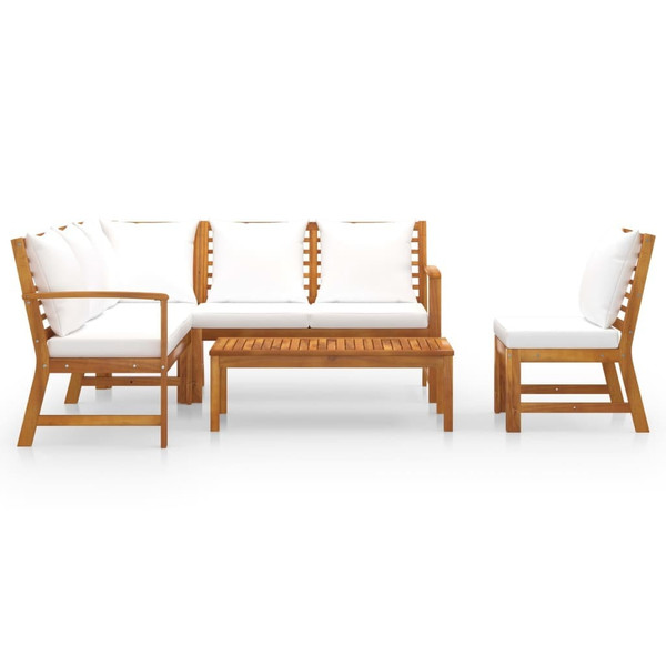Bookshelf Board Cream Solid acacia wood 5 piece set A949-3057770